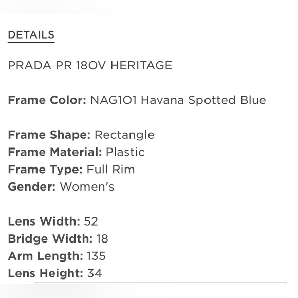 Authentic Prada 18OV Heritage frame NAG101. Havana spotted blue NEW - Picture 3 of 5